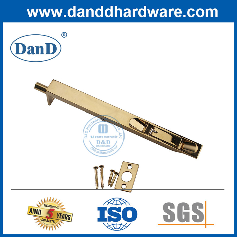 8 Inch Satin Brass Security Flush Bolt in Stainless Steel 304-DDDB001