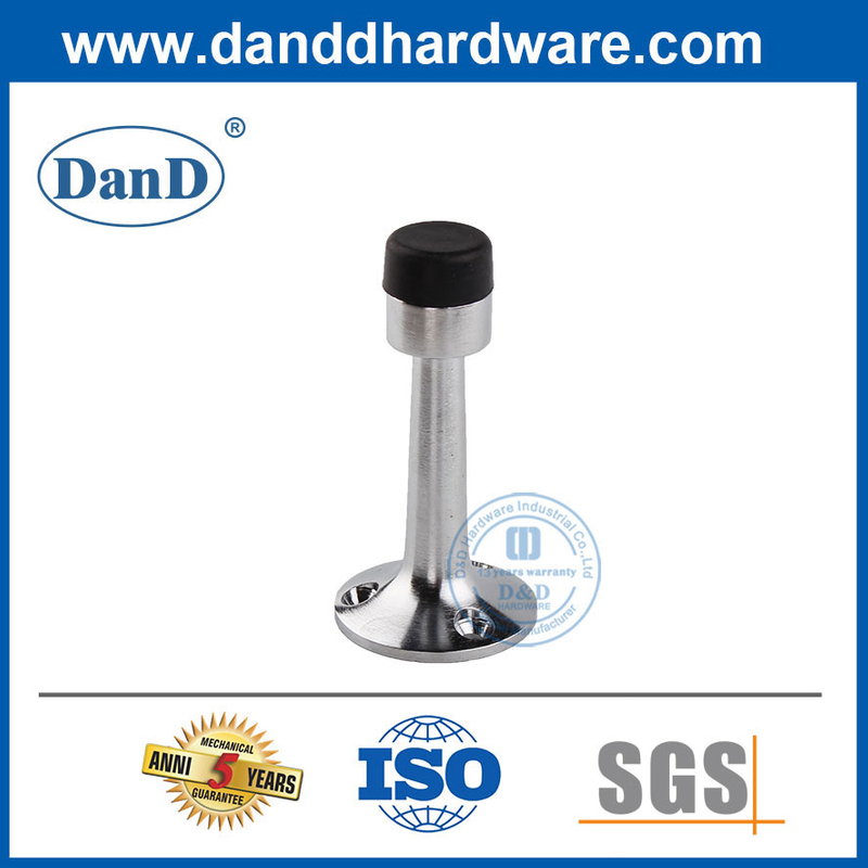 Zinc Alloy Screw in Door Stopper Satin Nickel Plate Silver Color Bathroom Door Stop-DDDS019