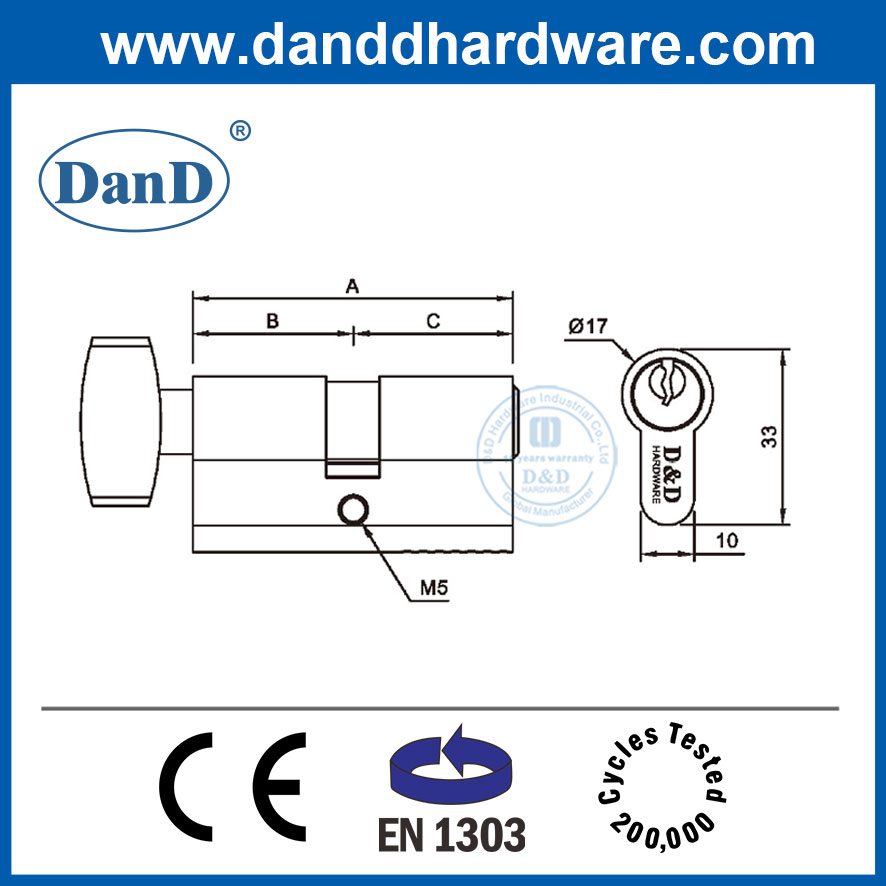 EN1303 High Security Euro Profile Lock Cylinder Key Lock Cylinder-DDLC002