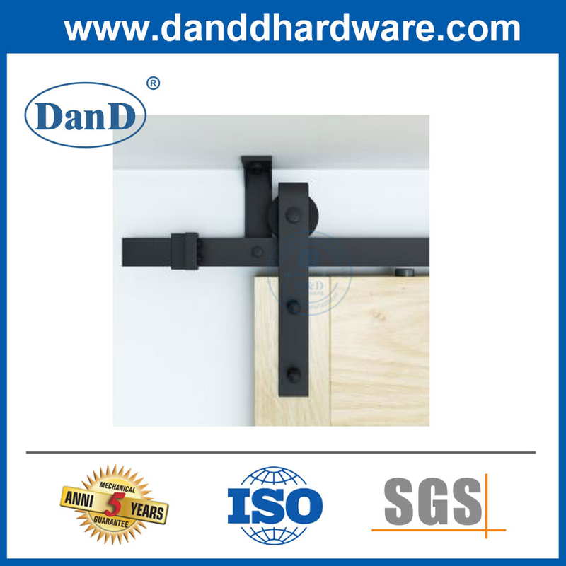 Exterior Hidden Track Matte Black Wooden Sliding Barn Door Hardware Kits-DDBD007