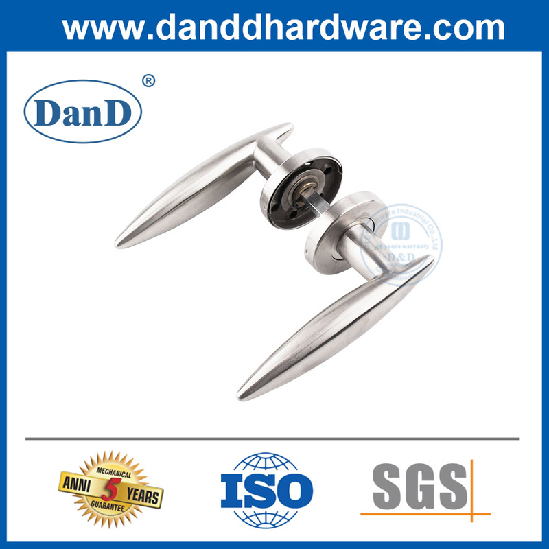 Popular Simple Design Modern Stainless Steel Front Door Lever Handle on Rosette-DDSH021