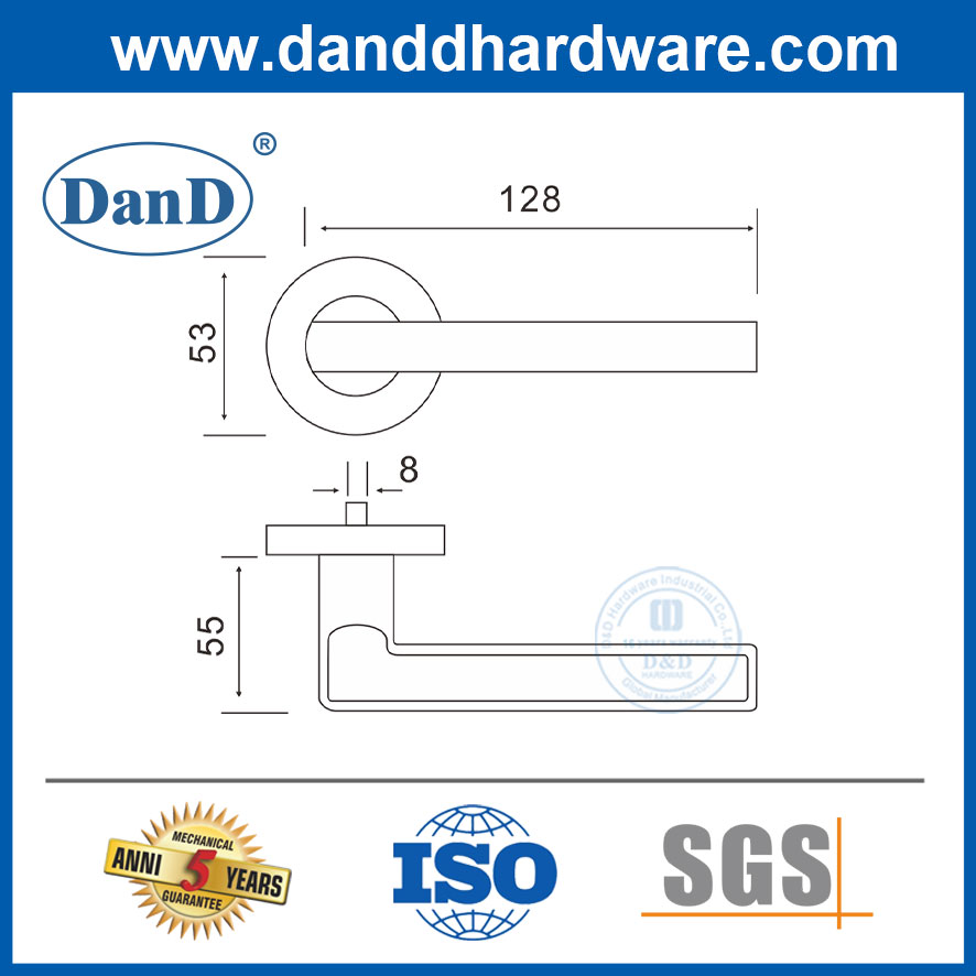 Modern Decorative House Solid Stainless Steel Lever Door Handle-DDSH023