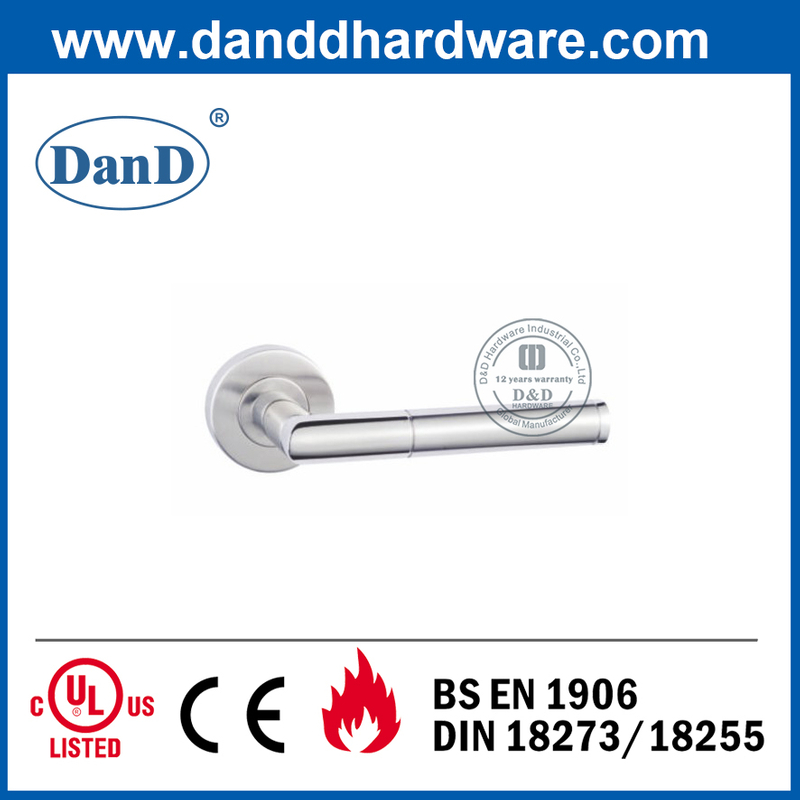 Round Rose SS304 Commercial Entrance Wooden Door Handle-DDTH028