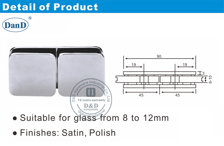 Stainless Steel Glass Door Clip-D ad D Hardware