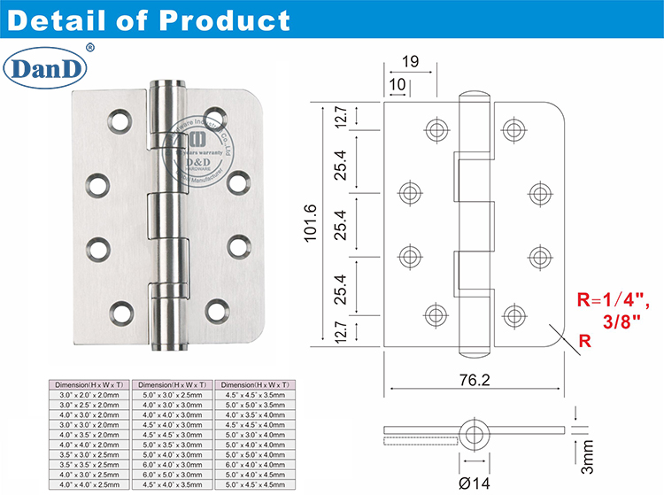 Round and Square Corner Hinge-D and D Hardware
