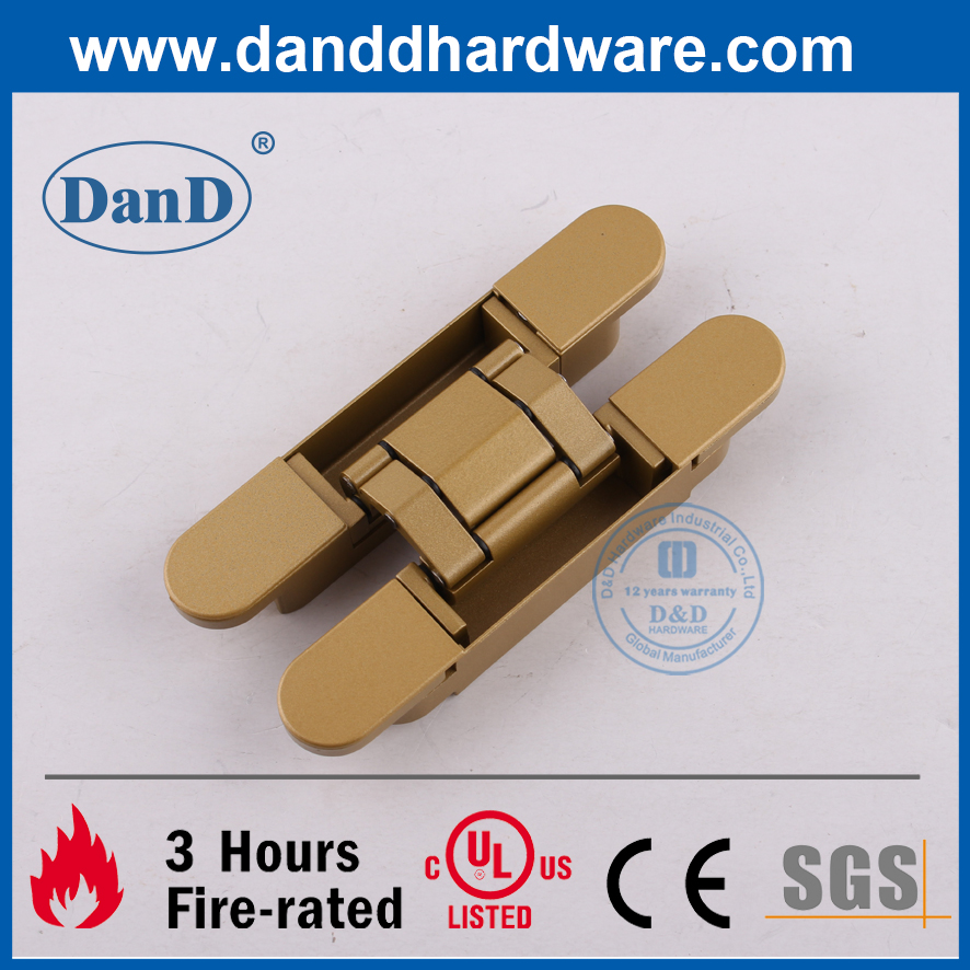 Golden Painted Zinc Alloy 3D Adjusting Invisible Hing for Heavy Door-DDCH008-G120