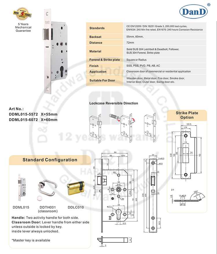 Classroom Lock-D and D Hardware