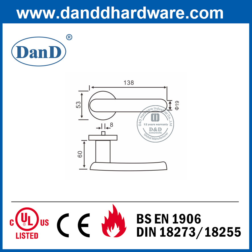 SUS304 Door Ironmongery Rose Mortise Handle for Internal Door-DDSH010
