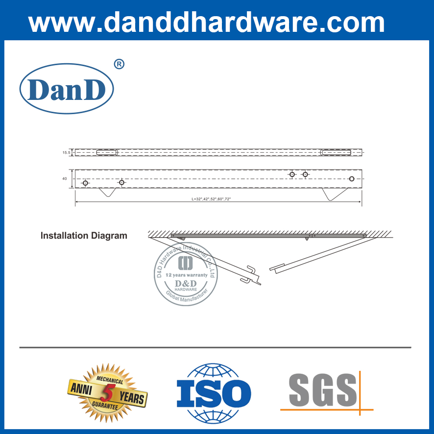 Stainless Steel 304 Concealed Door Coordinator for Double Doors-DDDR003