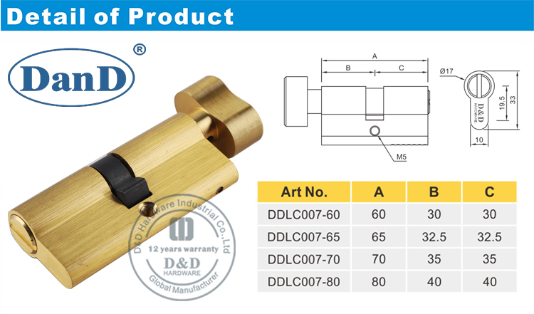 Stain Brass Door Lock Cylinder-D and D Hardware