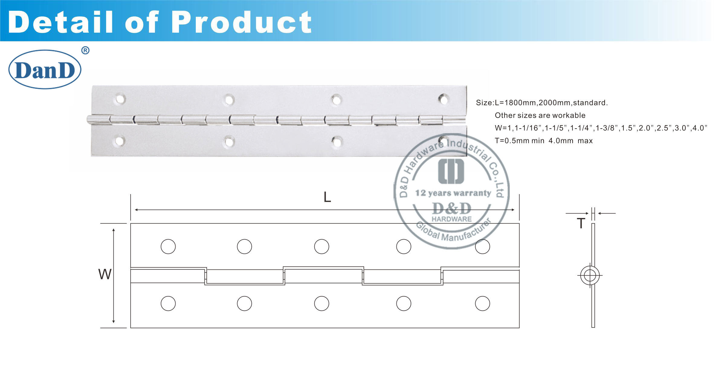 Piano Hinge-D and D Hardware
