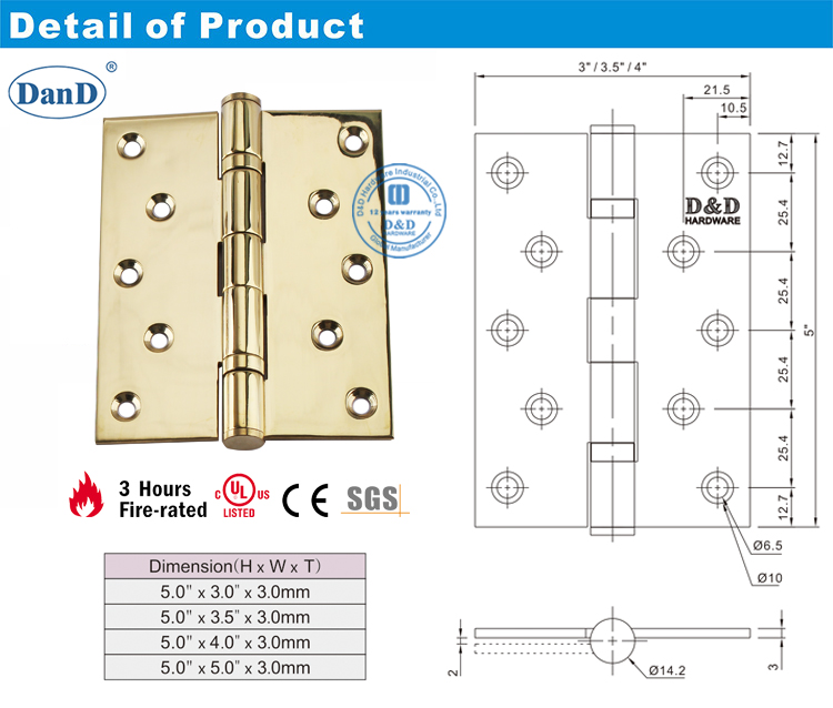 Polished Brass Metal Door Hinge-D and D Hardware