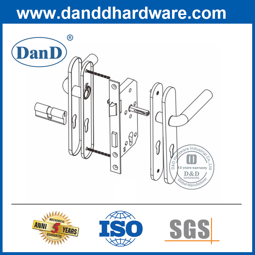 SUS316 Lever Handle with Plate for Metal Door-DDLP002