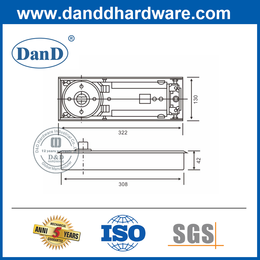 Heavy Duty Wide Glass Door Floor Spring Hinge-DDFS322