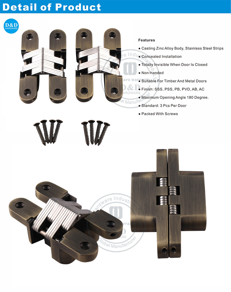 DDCH007 Antique Brass Concealed Hinge