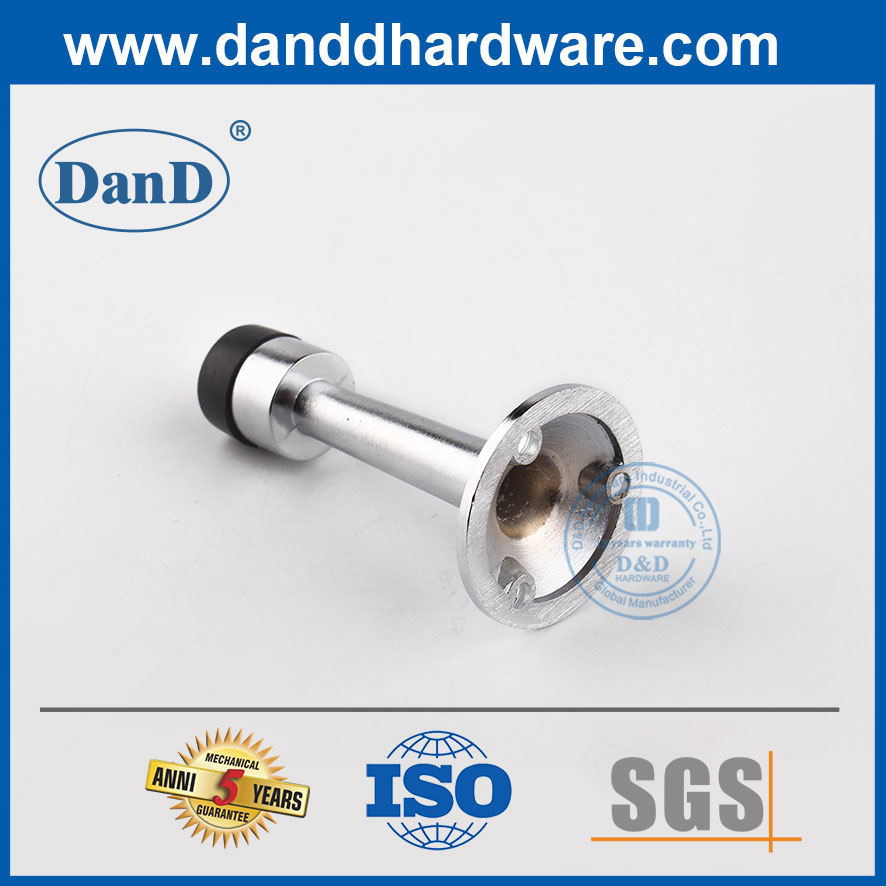 Zinc Alloy Screw in Door Stopper Satin Nickel Plate Silver Color Bathroom Door Stop-DDDS019