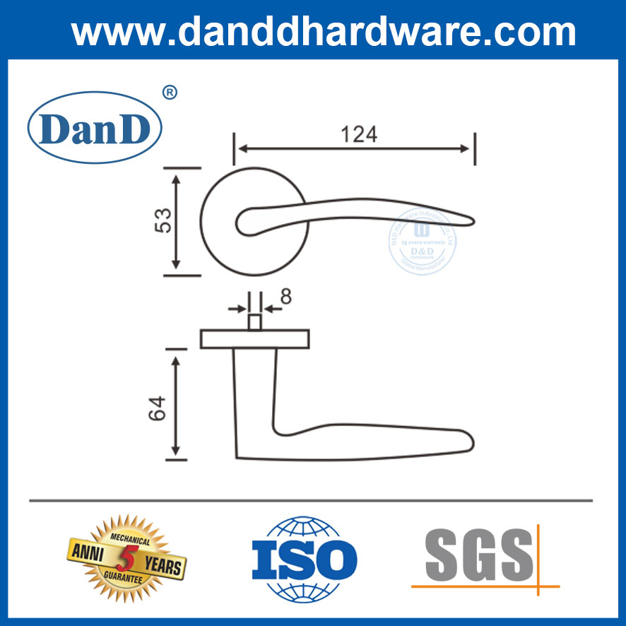 Stainless Steel Luxury Europe Market Passage Lever Handle for Room-DDSH007