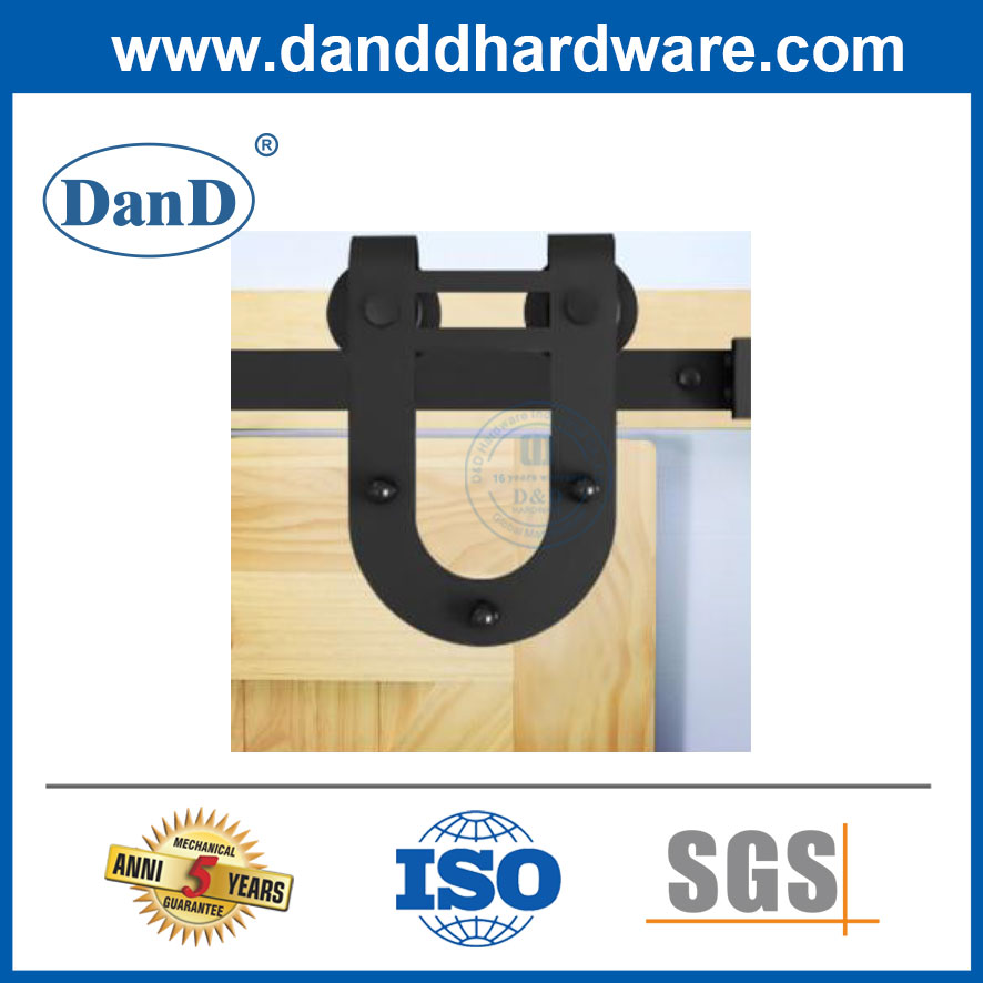 Black Sliding Exterior Wooden Barn Door Metal Track Hardware Kit-DDBD004