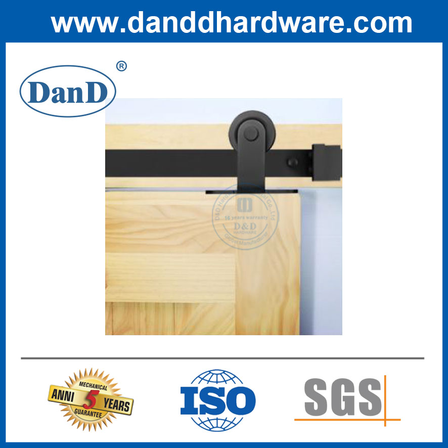 Double Single Wooden Doors Barn Door Rail Black Steel Hardware Track-DDBD002