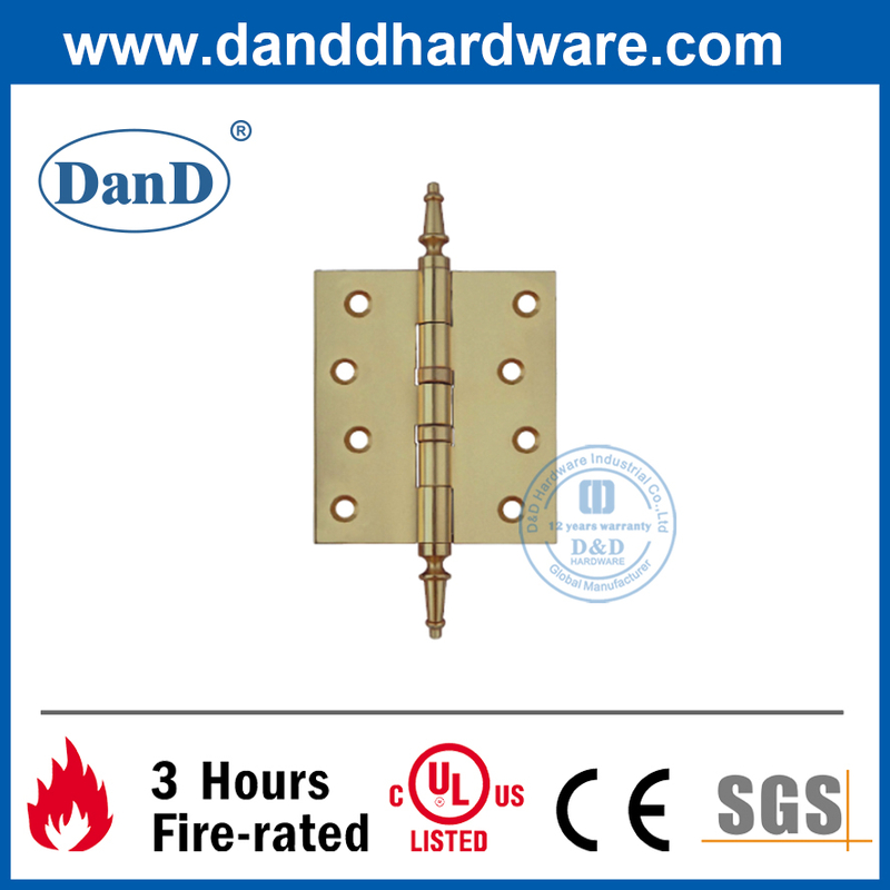 Solid Brass Double Ball Bearing Steeple Tip Door Hinge-DDBH002