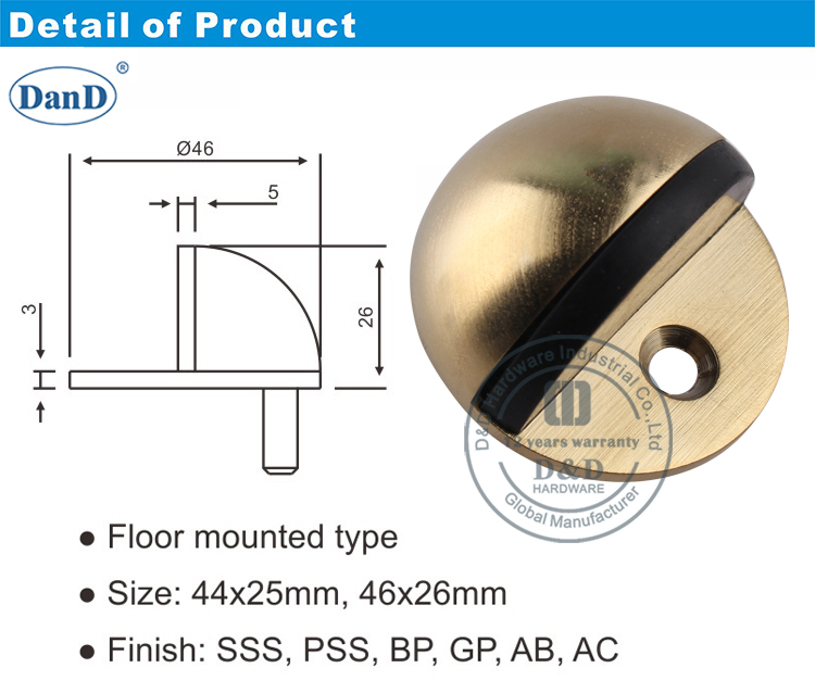 Satin Brass Door Stop-D and D Hardware