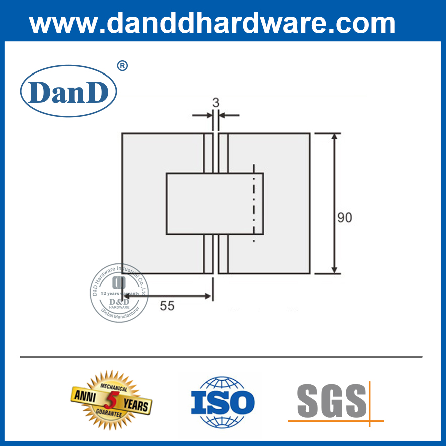 SS304 180 Degree Glass Fitting Shower Door Hinge-DDGH004