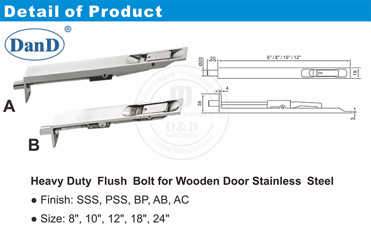 Metal Door Flush Bolt-D and D Hardware