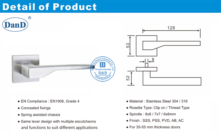Solid Lever Handle-D and D Hardware