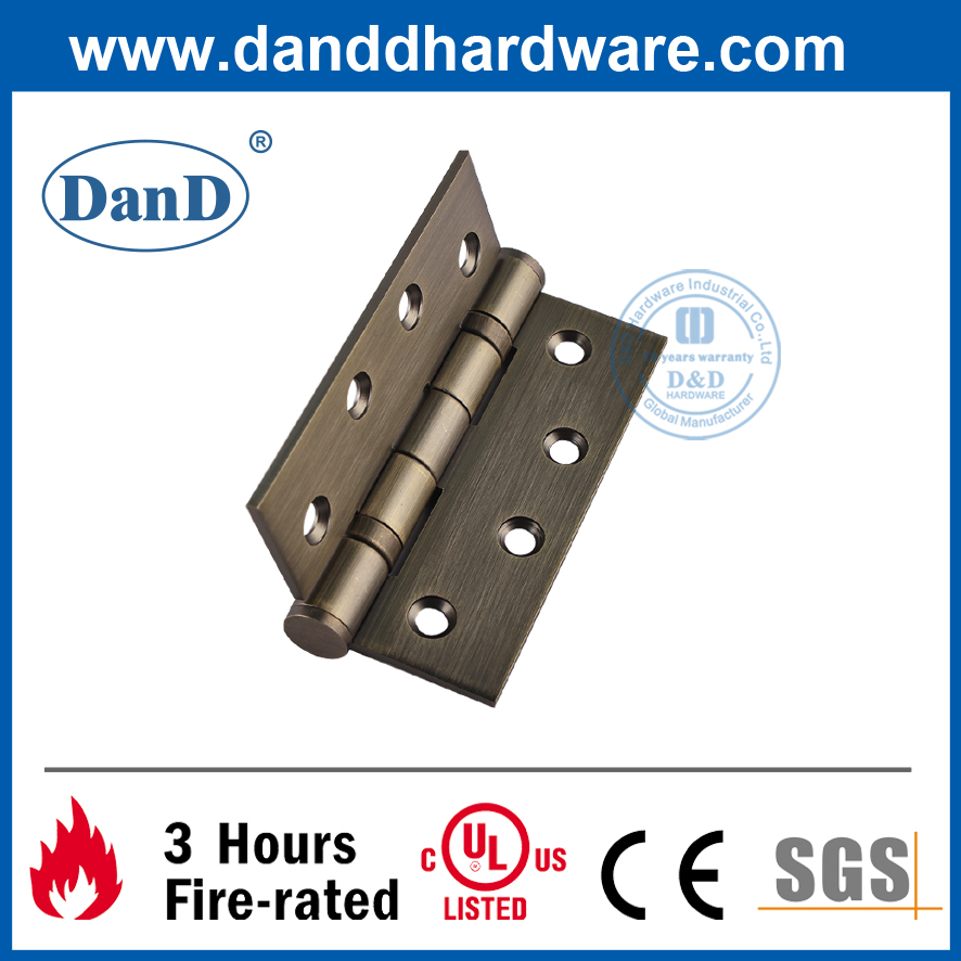 4 Inch SS201 Antique Brass Fire Rated Hinge for Wooden Door-DDSS001-4X3X3