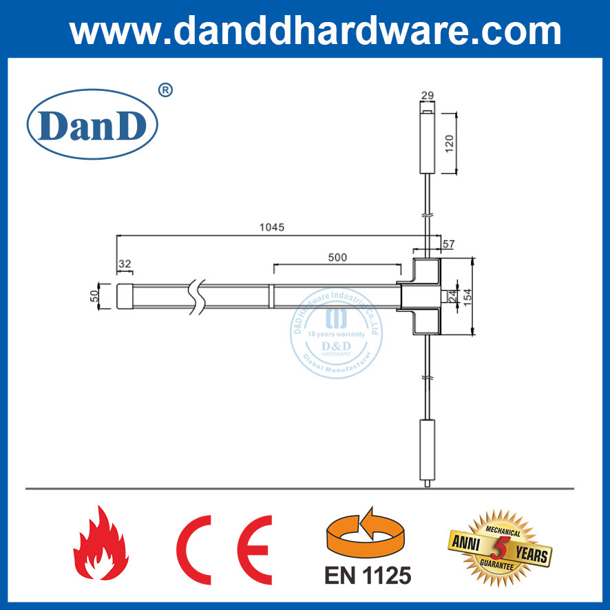Escape Emergency Exit Open CE Fire-Rated Door Lock Push Anti Panic Bar-DDPD049