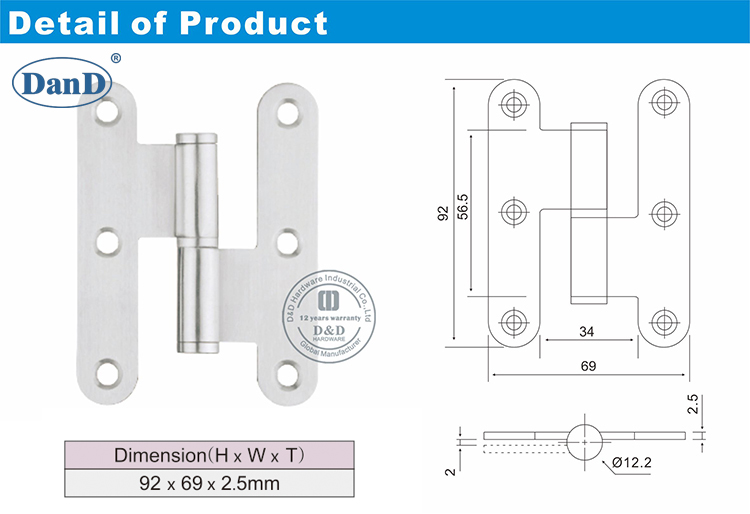 Stainless Steel Round H Hinge-D and D Hardware