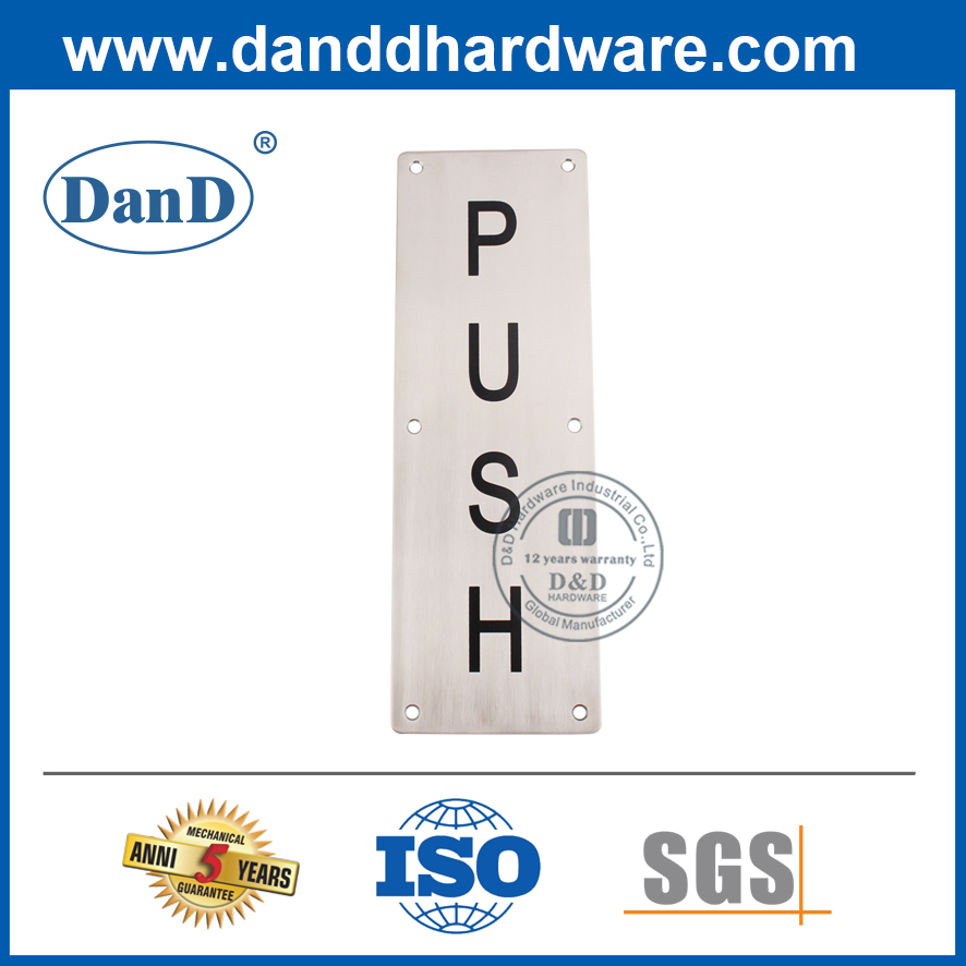 High Quality Stainless Steel Sign Plate for Push-DDSP005