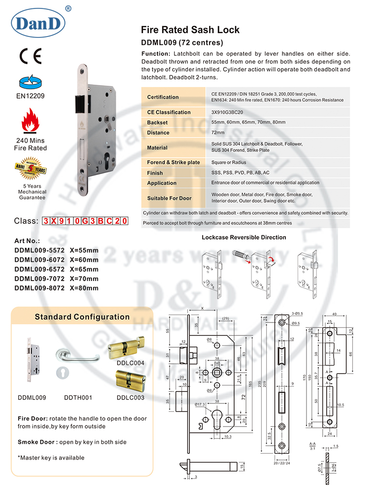 Fire Rated Door Lock-D and D Hardware