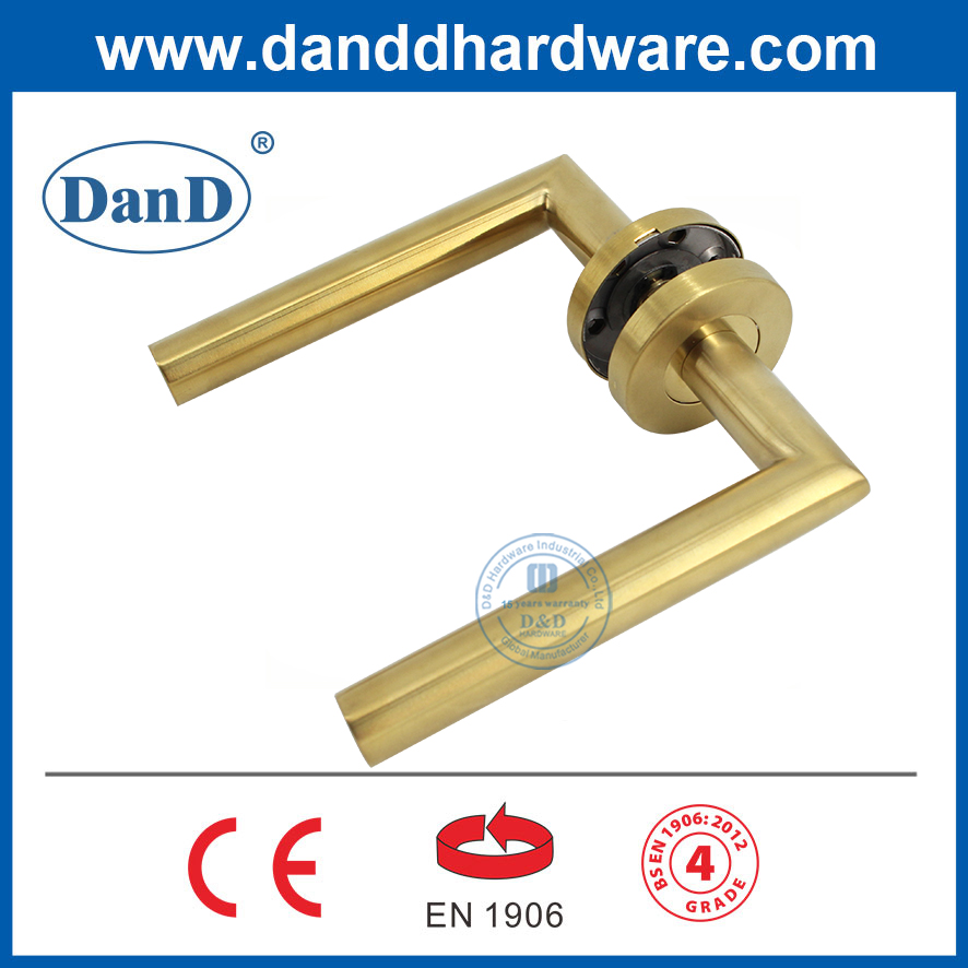 High Quality BS EN1906 Stainless Steel Satin Brass Door Handles-DDTH003