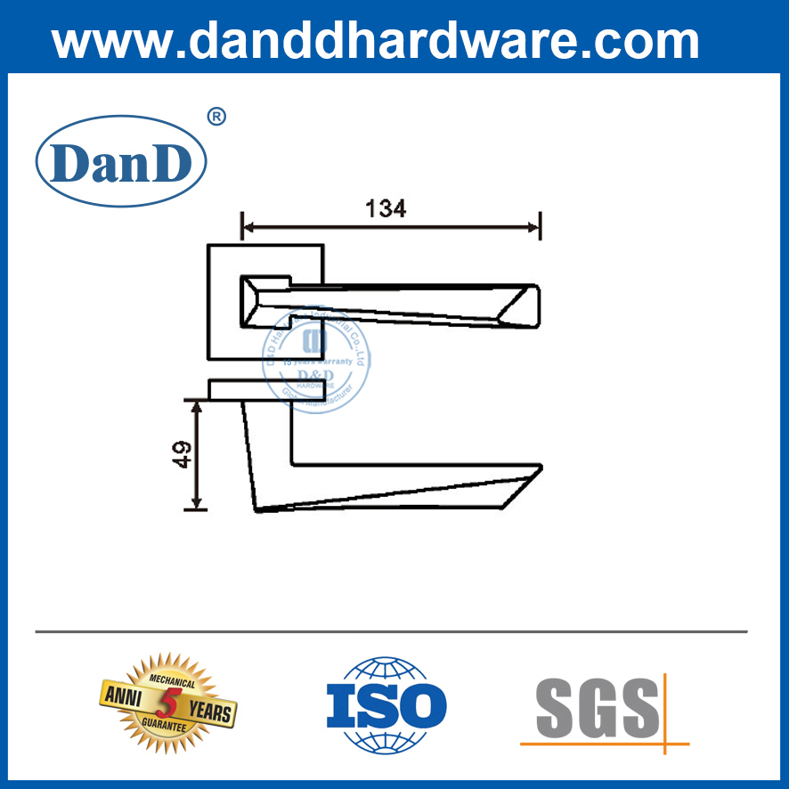 Modern Solid Lever Handle Stainless Steel Square Gold Door Entry Handle-DDSH056