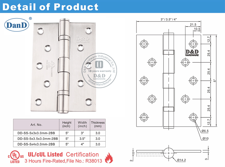UL Listed Door Hinge
