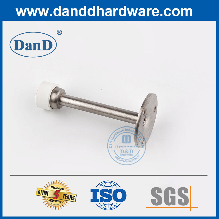 New Door Stopper Wall Mounted Stainless Steel White Rubber Door Stop-DDDS018