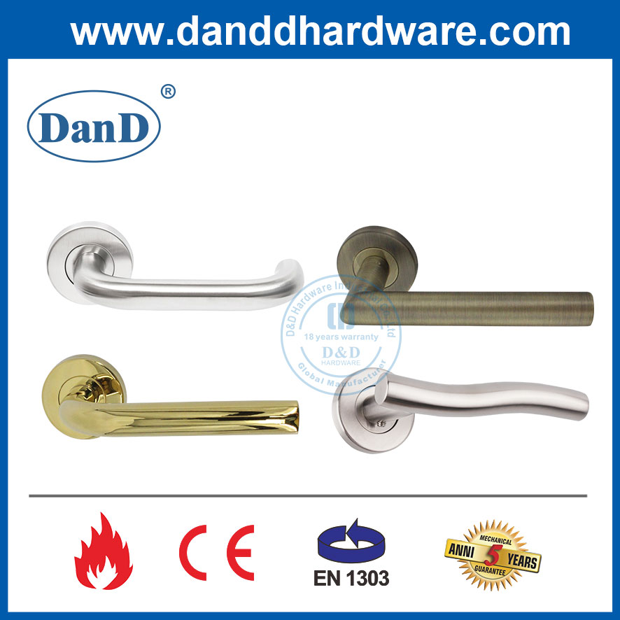 Polished Brass Golden Stainless Steel Front Lever Door Handles Interior-DDTH020