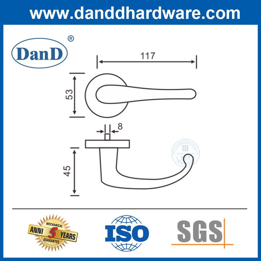 Modern Hotel Safety Door Interior Industrial Solid Lever Door Handle-DDSH005