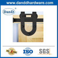 Black Sliding Exterior Wooden Barn Door Metal Track Hardware Kit-DDBD004