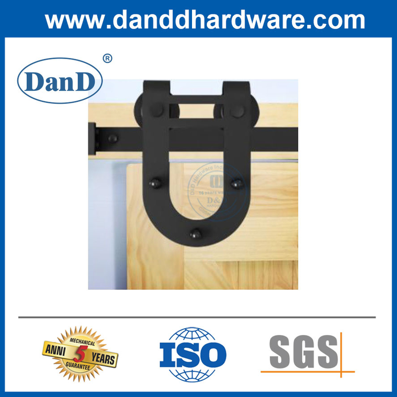 Black Sliding Exterior Wooden Barn Door Metal Track Hardware Kit-DDBD004