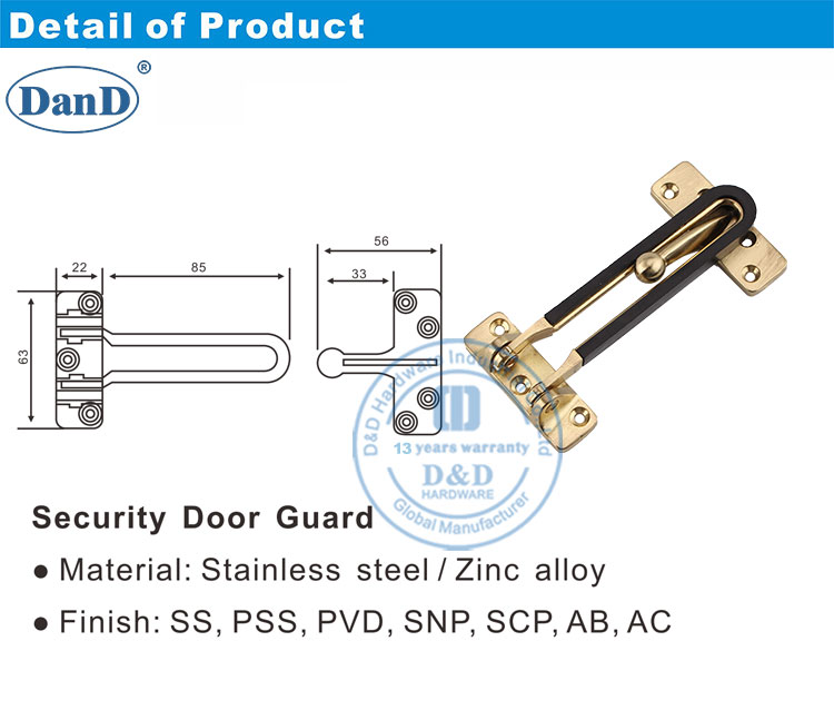 Polished Brass Door Guard