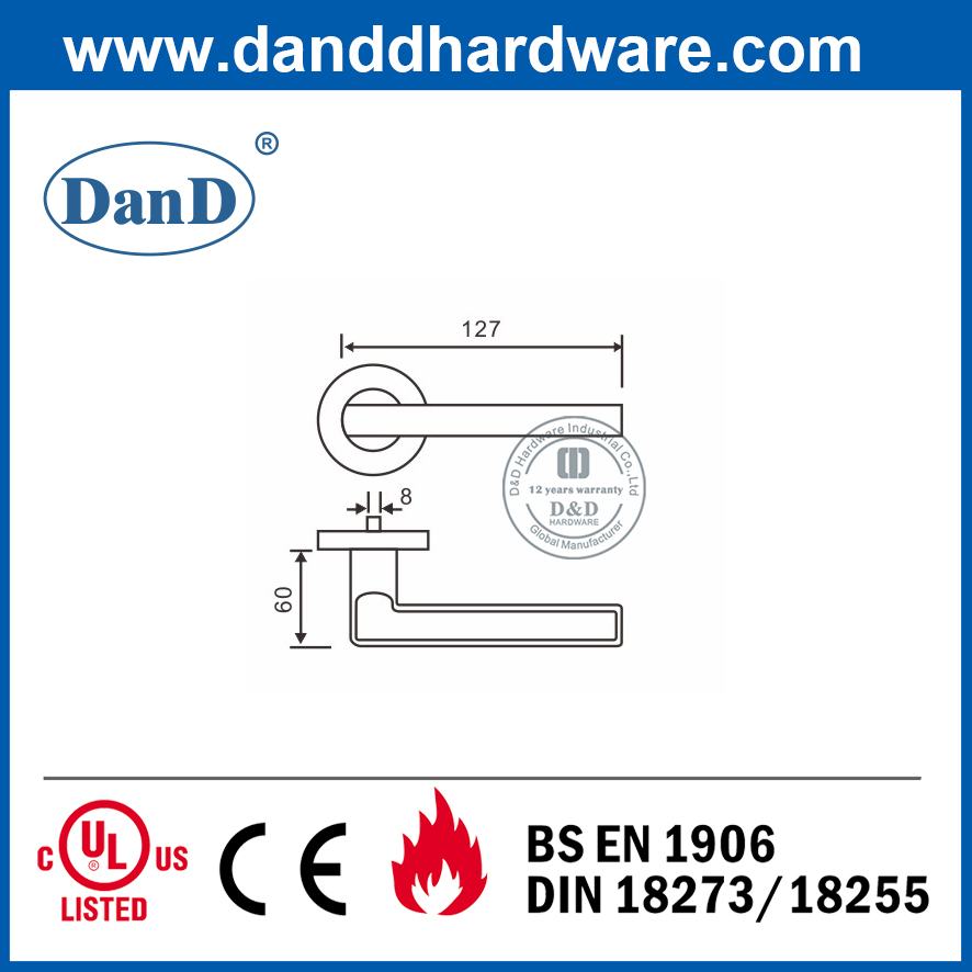 Stainless Steel 304 Door Fitting Hollow Lever Handle for Flush Door-DDTH035