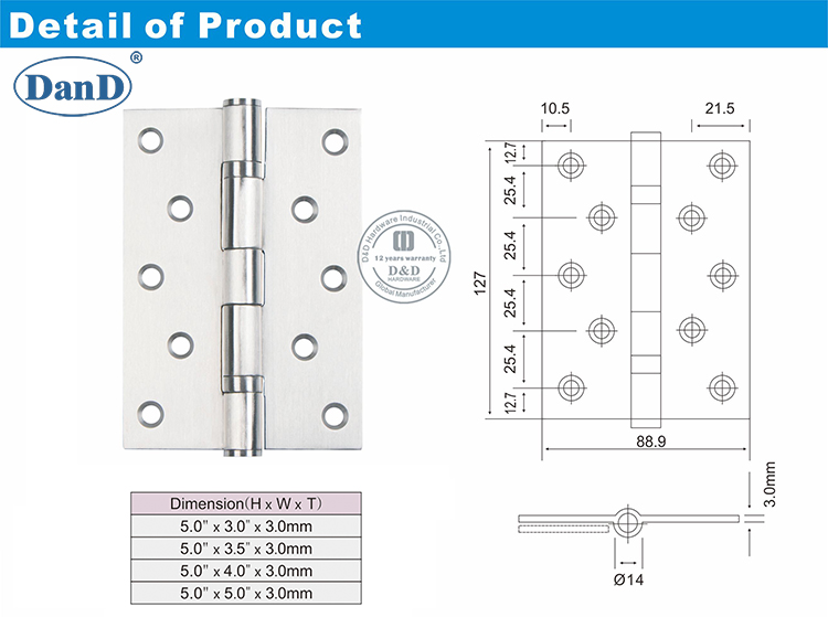 Stainless Steel Ball Bearing Hinge-D and D Hardware