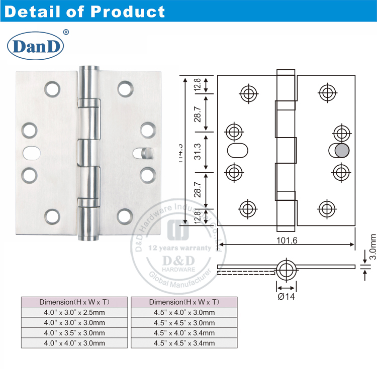 SS Single Security Hinge-D and D Hardware