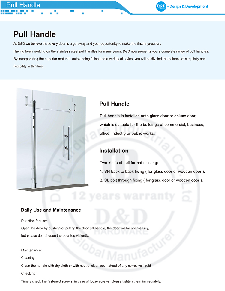 Glass Door Pull Handle-D and D Hardware
