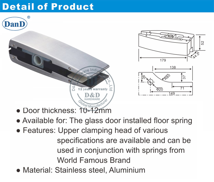 Patch Fitting for Glass Door-D and D Hardware