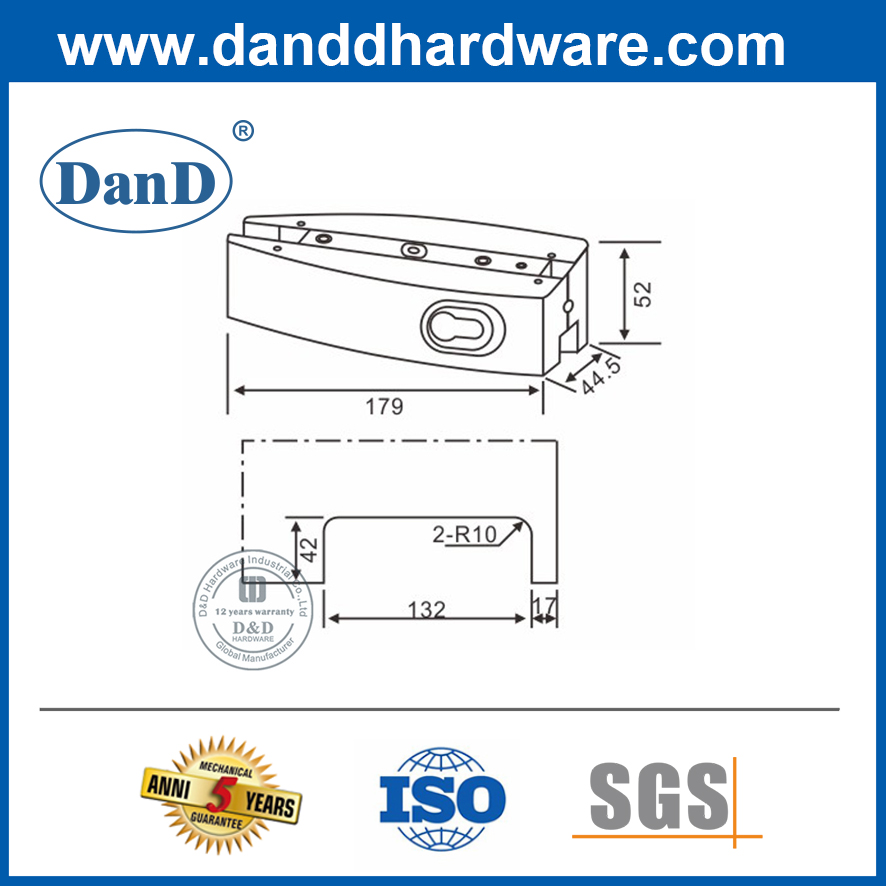 Stainless Steel External Glass Door Patch Fitting Lock-DDPT010