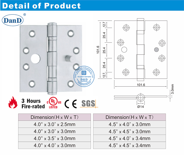SS Security Hinge DDSS015-D and D Hardware