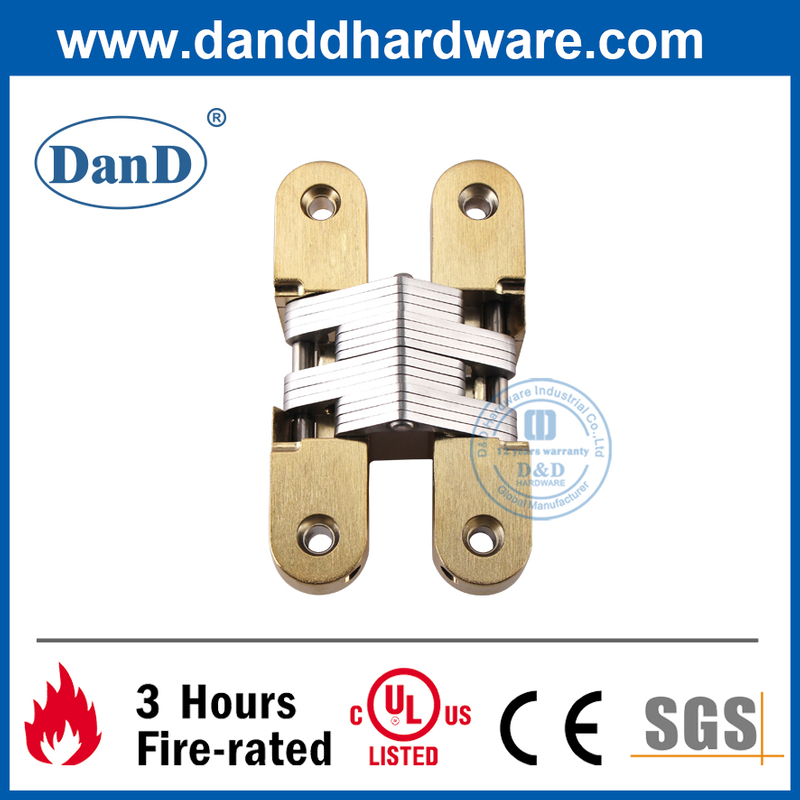 Satin Brass Zinc Alloy Concealed Door Hinge for Apartment Building-DDCH007